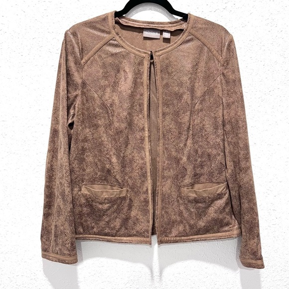 Chico's Faux Leather Open Front Jacket  8 - Picture 4 of 6